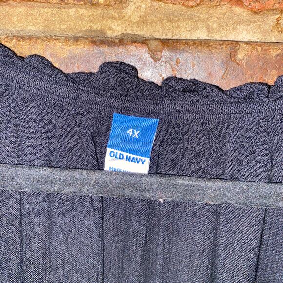 Old Navy Black Ruffled Crinkle-Textured Poet Long Sleeve Blouse Women's Size 4X - Picture 5 of 7